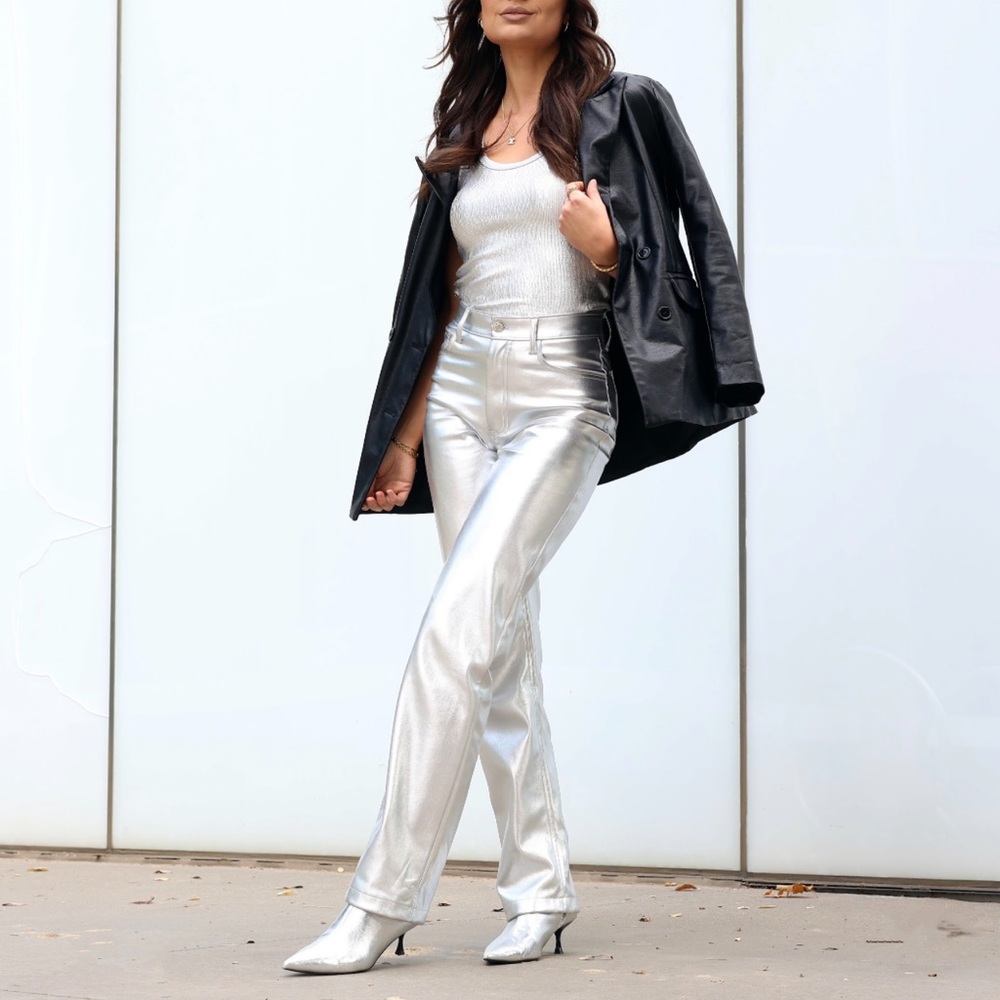 Abercrombie & Fitch Silver High-Rise Pants